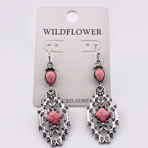 Pink COYOTE FLATS SILVERTONE EARRINGS